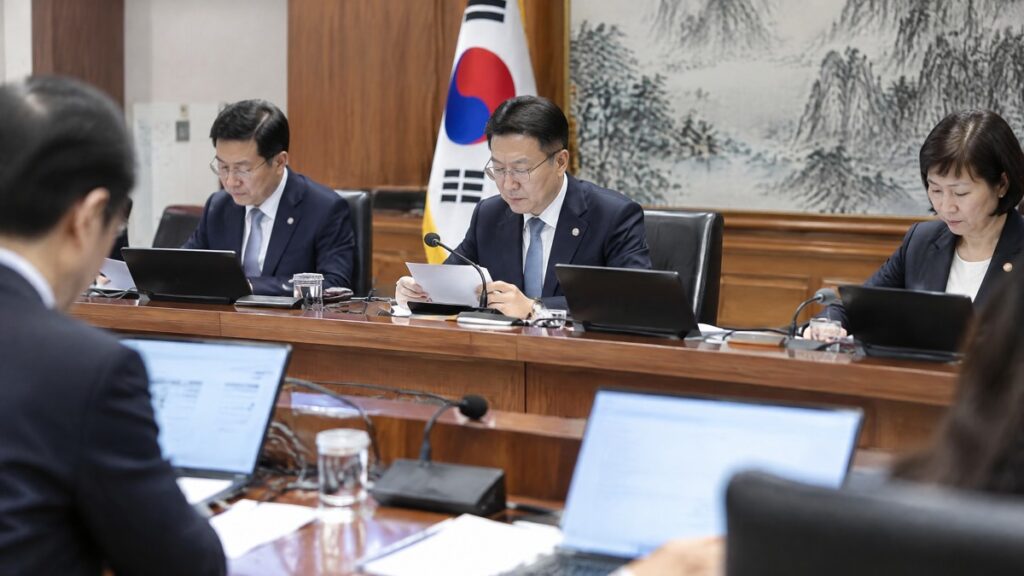 국무회의 주제를 설명하는 연출 장면