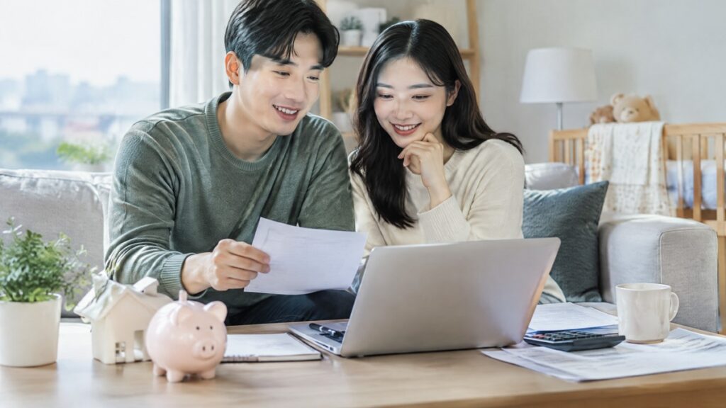 결혼장려금 주제를 설명하는 연출 장면
