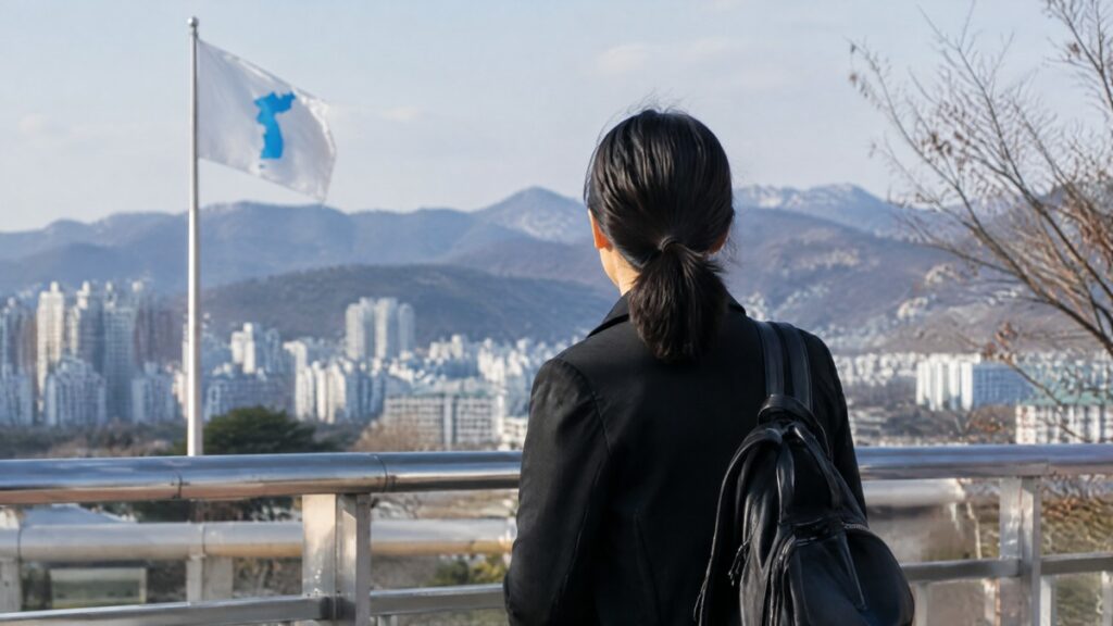 북한이탈주민 주제를 설명하는 연출 장면