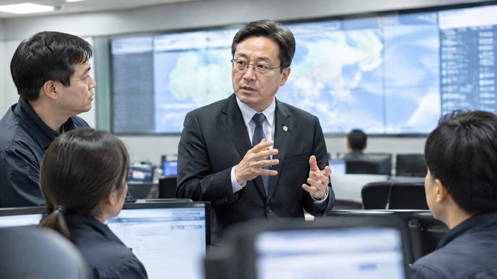 장관 주제를 설명하는 연출 장면