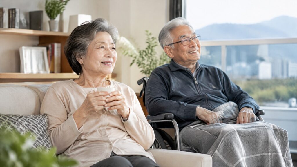 노인 주제를 설명하는 연출 장면