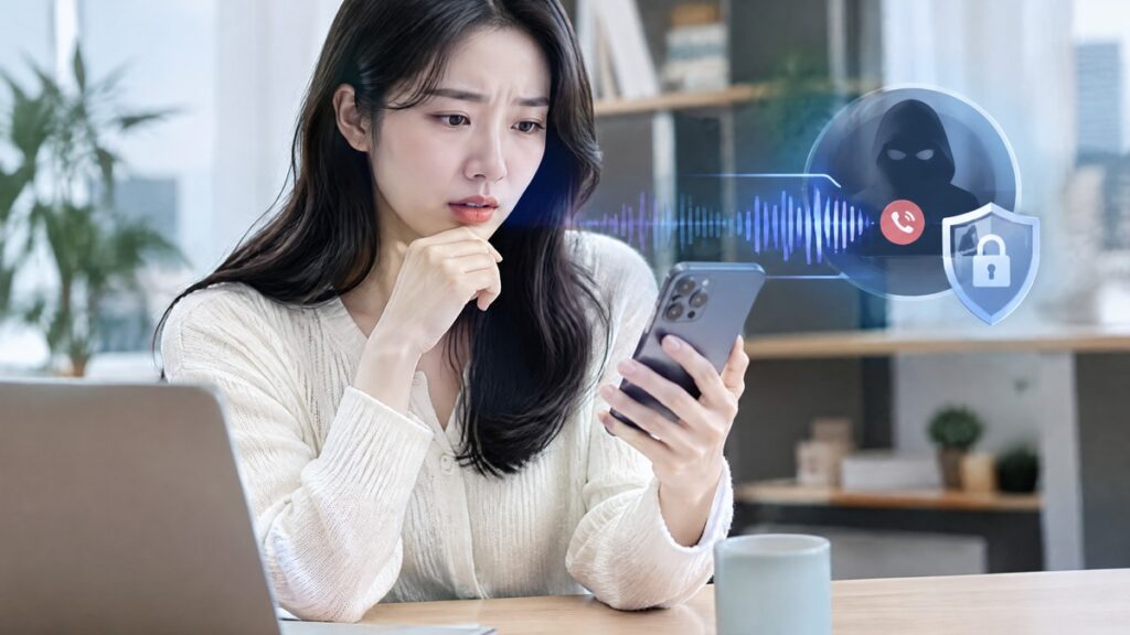 우리은행 LG유플러스 보이스피싱 주제를 설명하는 연출 장면
